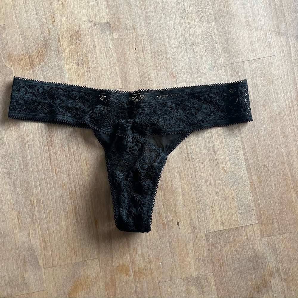 NWOT Black Lace Thong